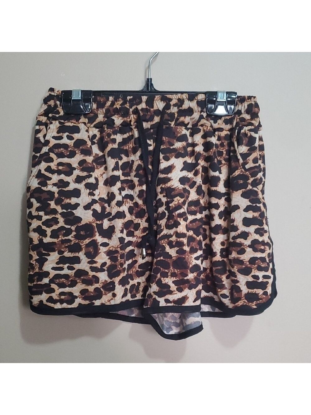 Girls Chic Animal Print Drawstring Shorts Size L